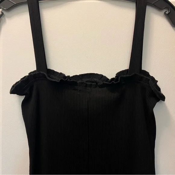 Black Ribbed Button Down Bodycon Mini Dress - Picture 5 of 9